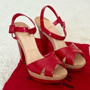 Christian Louboutin Red Patent Leather Platform Sandals